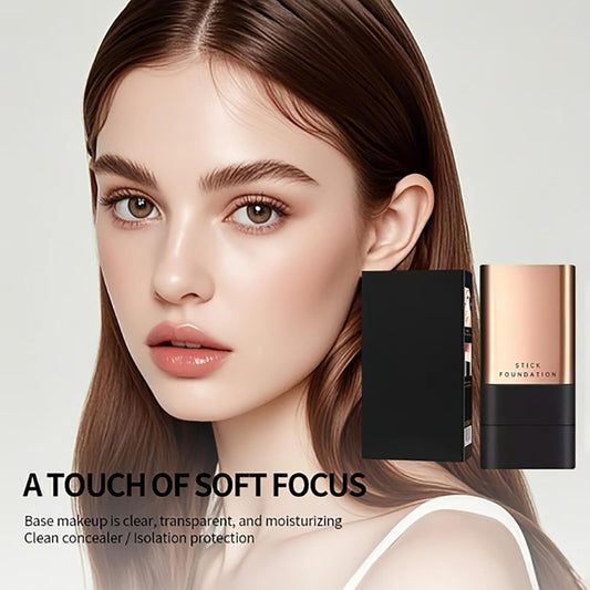 2 in 1- Luxury Anti-Wrinkle Foudation Stick, Korea Flawless Eraser Foundation Stick, Double Head Foundation Make-Up Stick, Multi-use Foundation Stick Makeup with Brush