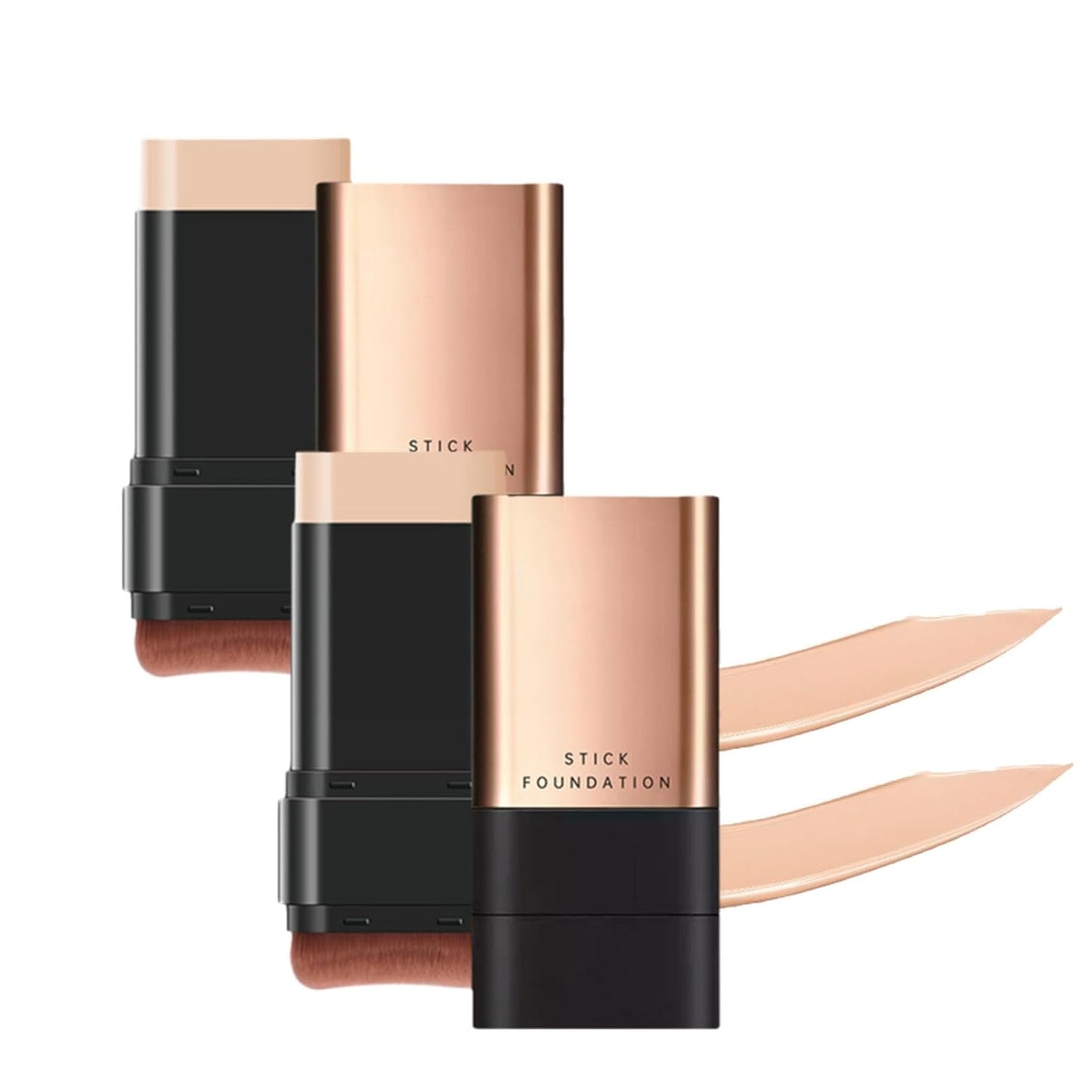 2 in 1- Luxury Anti-Wrinkle Foudation Stick, Korea Flawless Eraser Foundation Stick, Double Head Foundation Make-Up Stick, Multi-use Foundation Stick Makeup with Brush