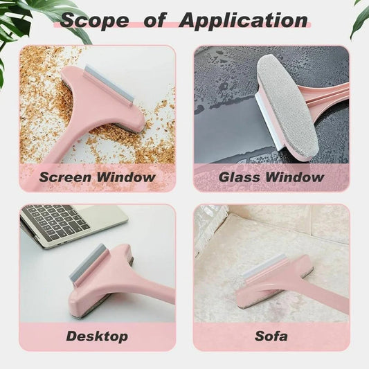 2 in 1 Window Mesh Screen Cleaner Brush & Wiper with Extended Handle Wet