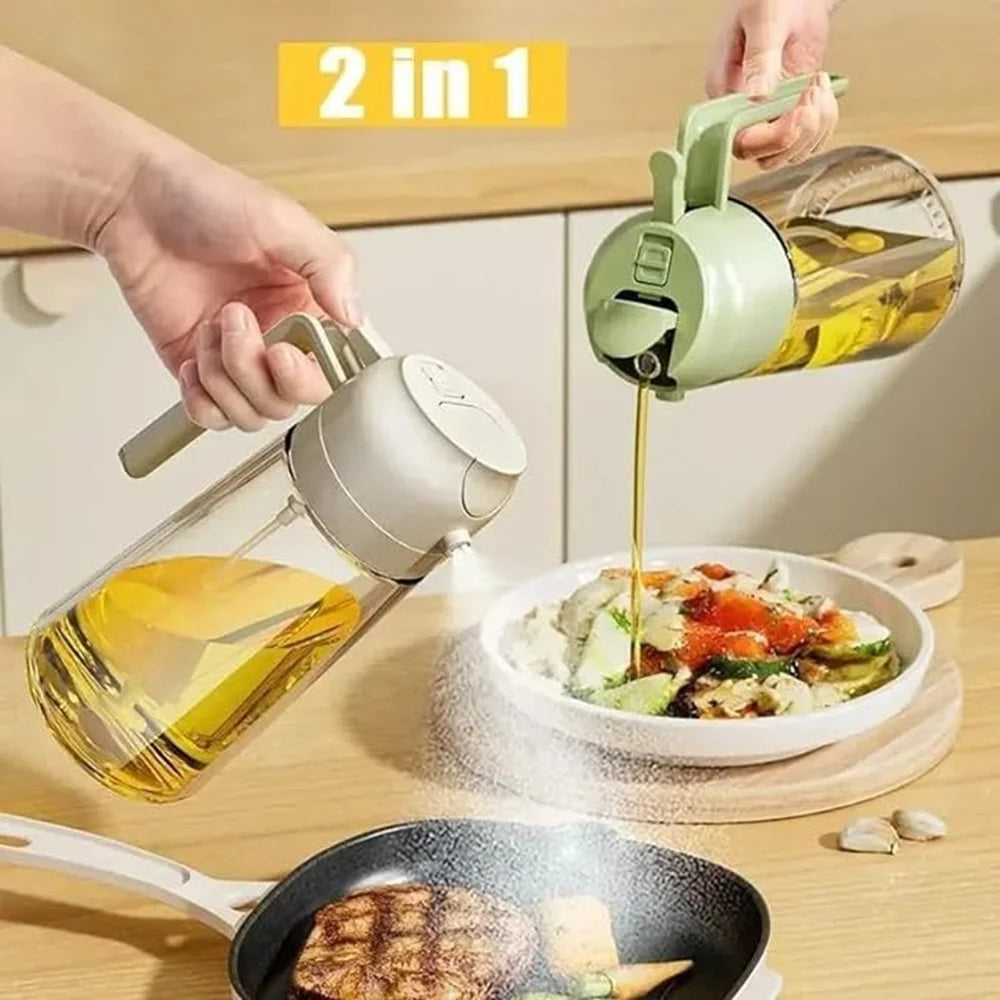 2 in 1 Glass Olive Oil Sprayer for Cooking Oil Sprayer Oil Dispenser Bottle Oil Mist Spray Bottle