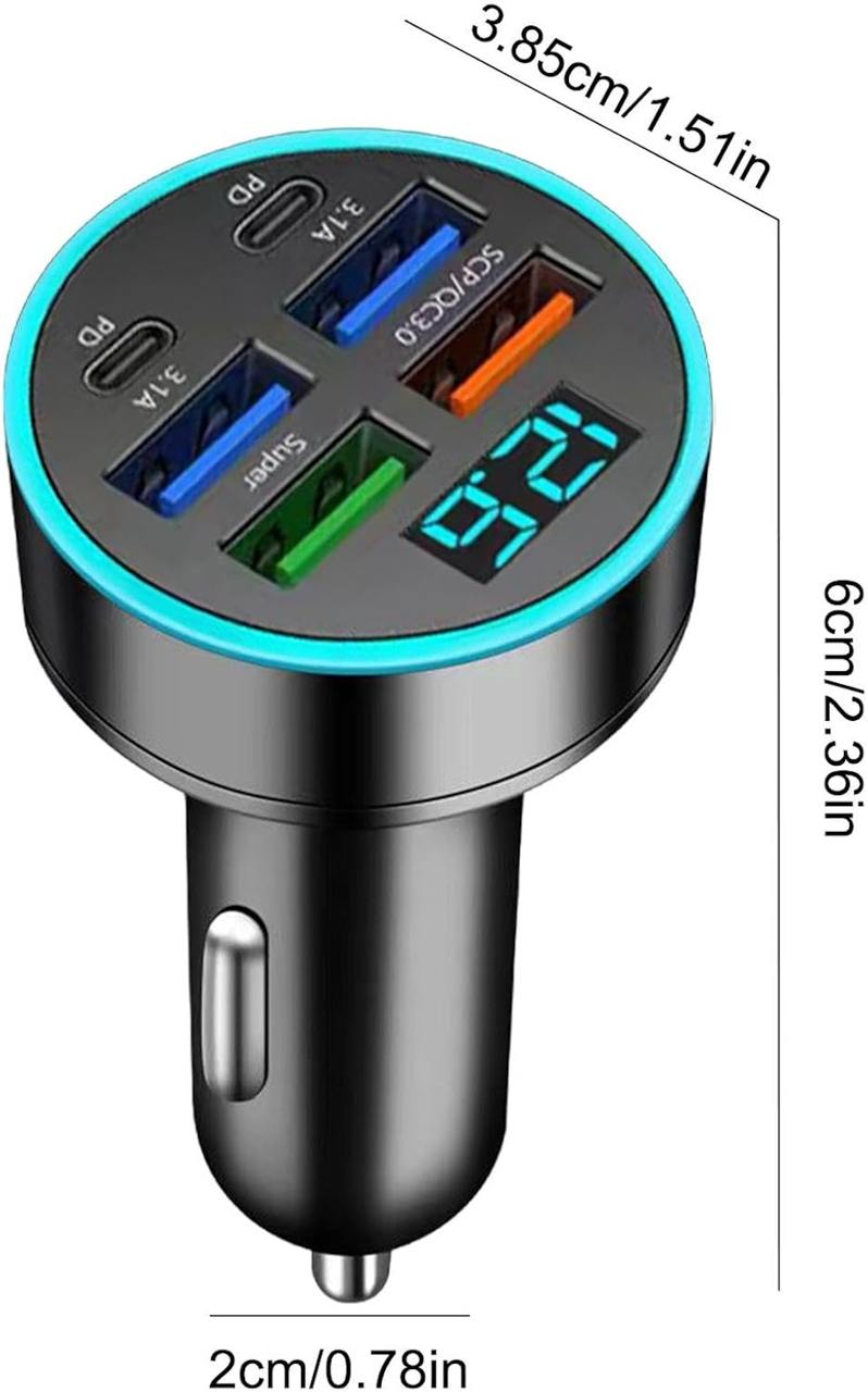 6 in 1 Car USB Charger