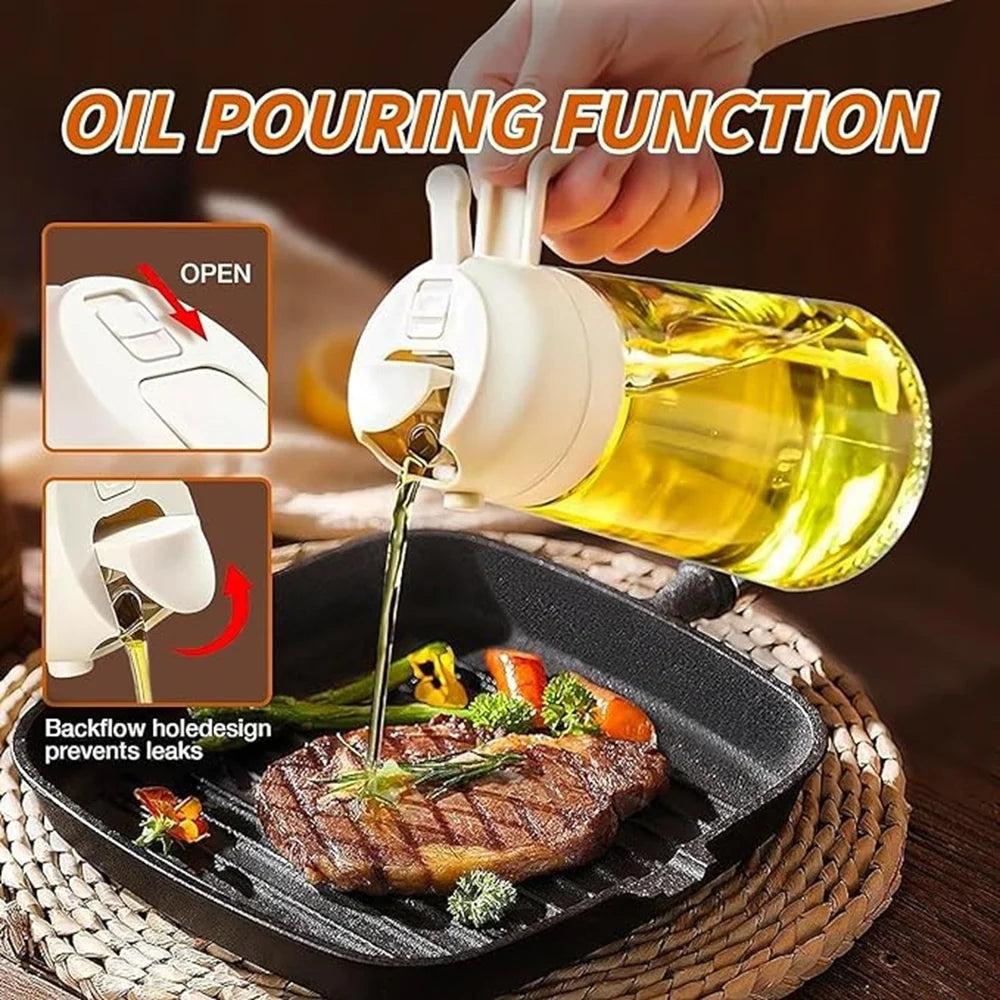 2 in 1 Glass Olive Oil Sprayer for Cooking Oil Sprayer Oil Dispenser Bottle Oil Mist Spray Bottle