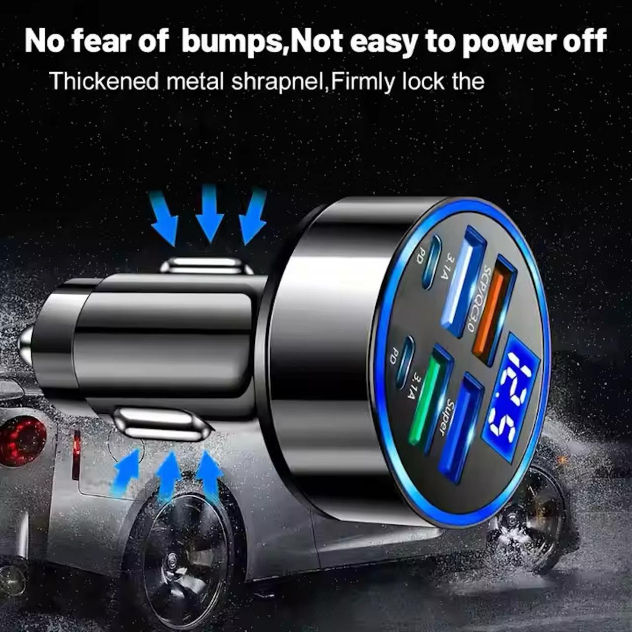 6 in 1 Car USB Charger