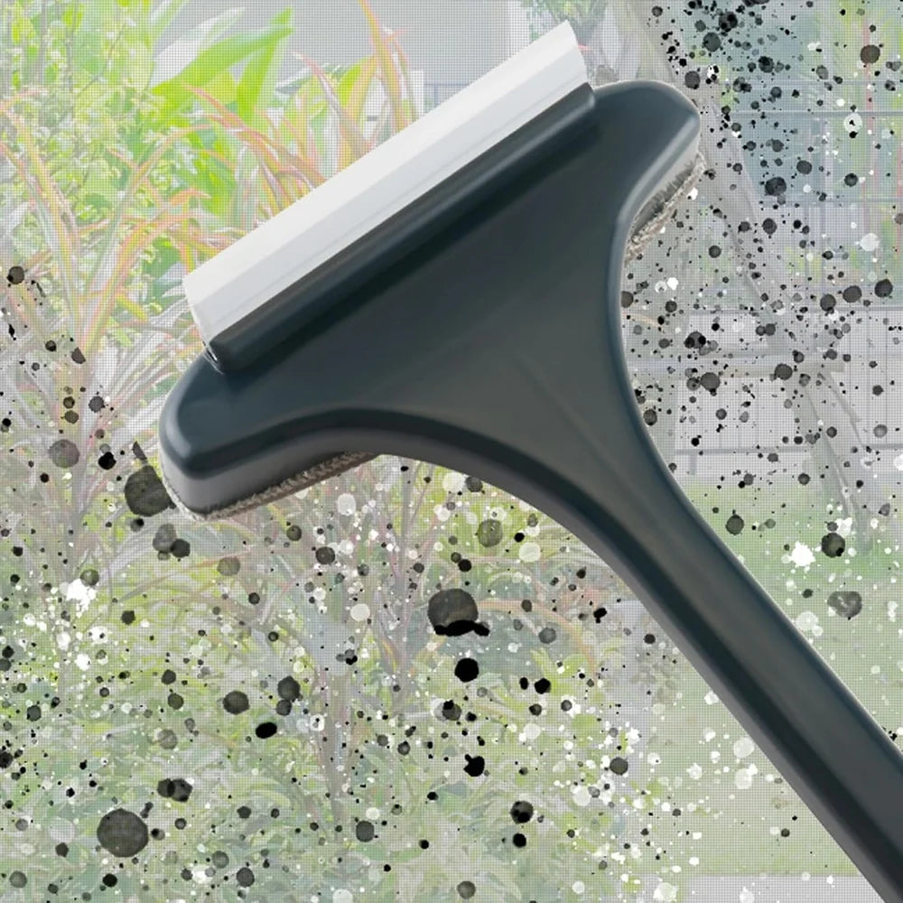 2 in 1 Window Mesh Screen Cleaner Brush & Wiper with Extended Handle Wet